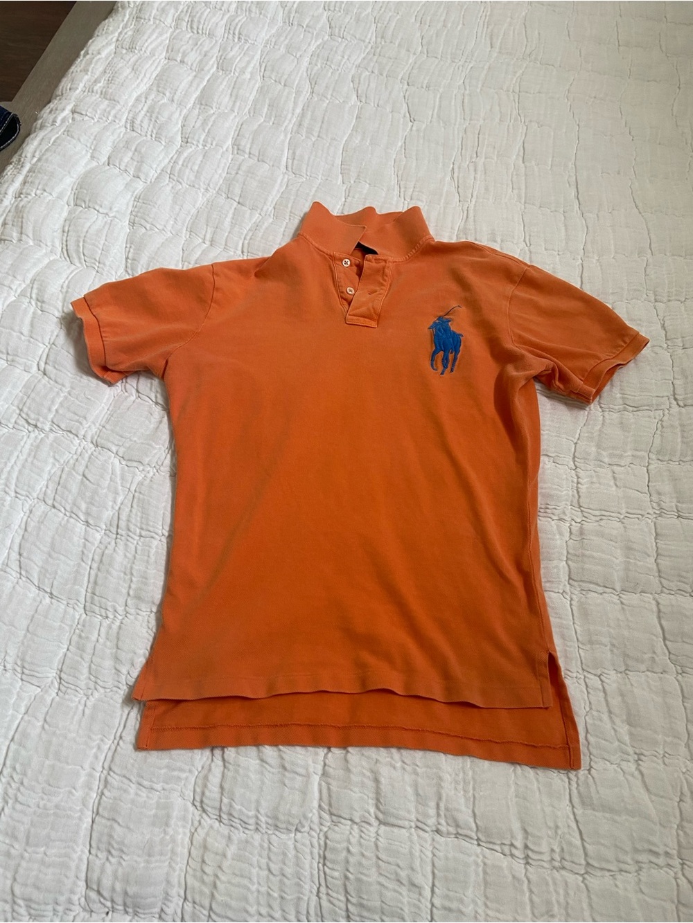 Ralph Lauren Orange Polo with Blue Pony Embroidery